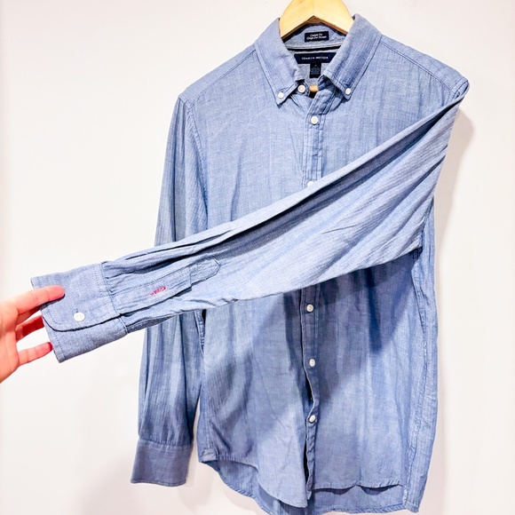 TOMMY HILFIGER Blue chambray button-down shirt size | casual wear | Medium * - Picture 6 of 8